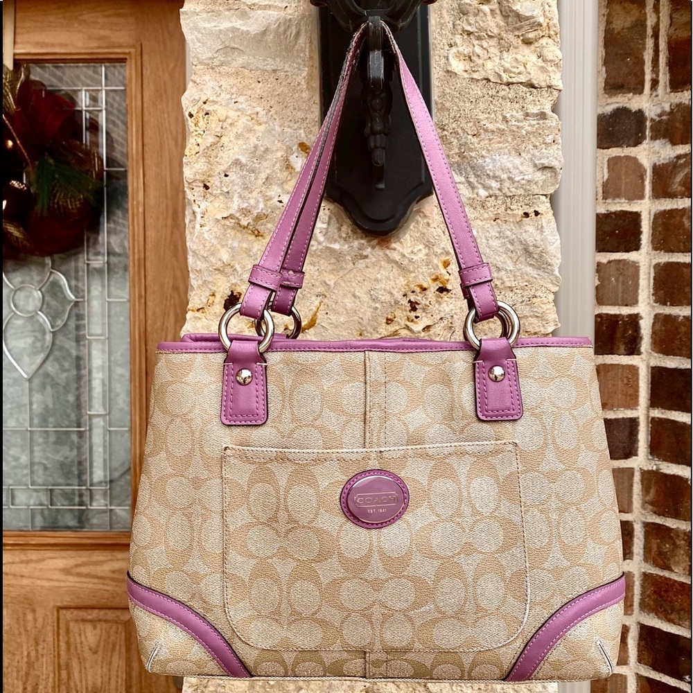COACH Peyton Shopper Carryall Khaki Purple F18923